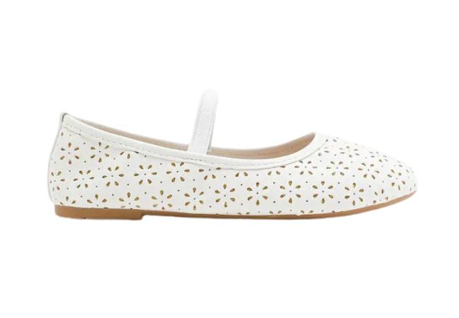 Ardene Laser Cut Pattern Ballet Flats in White