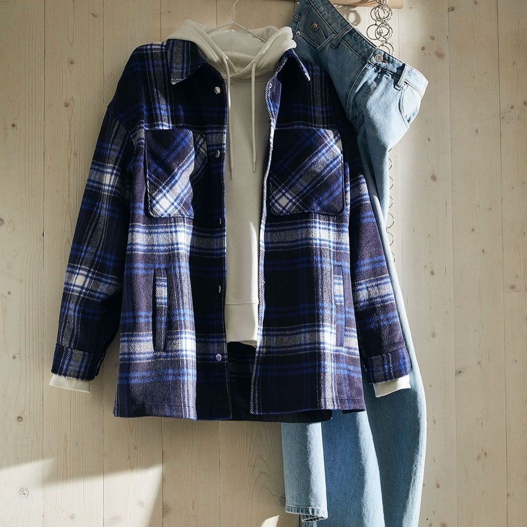 Plaid jacket and jeans