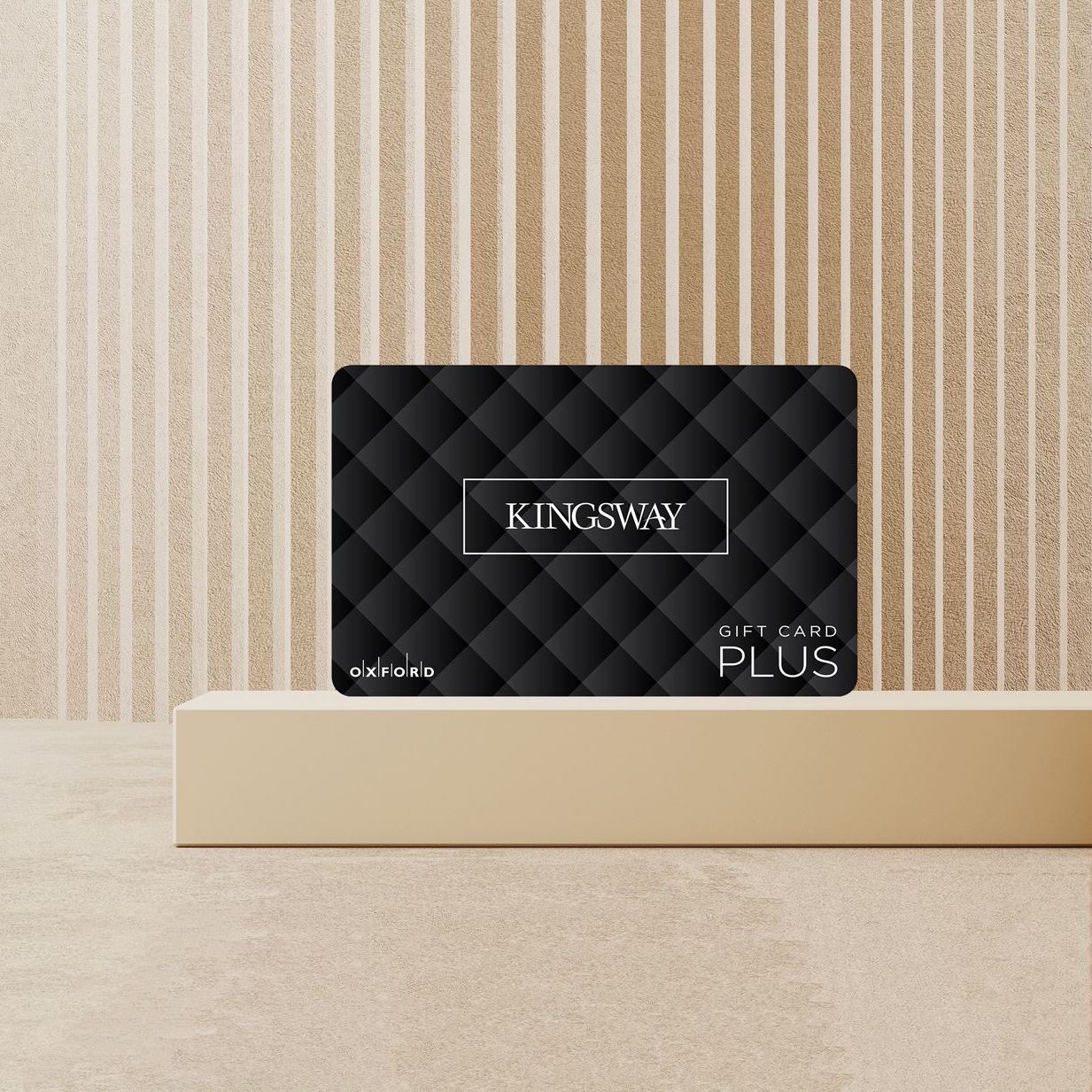 Kingsway gift card against a beige background