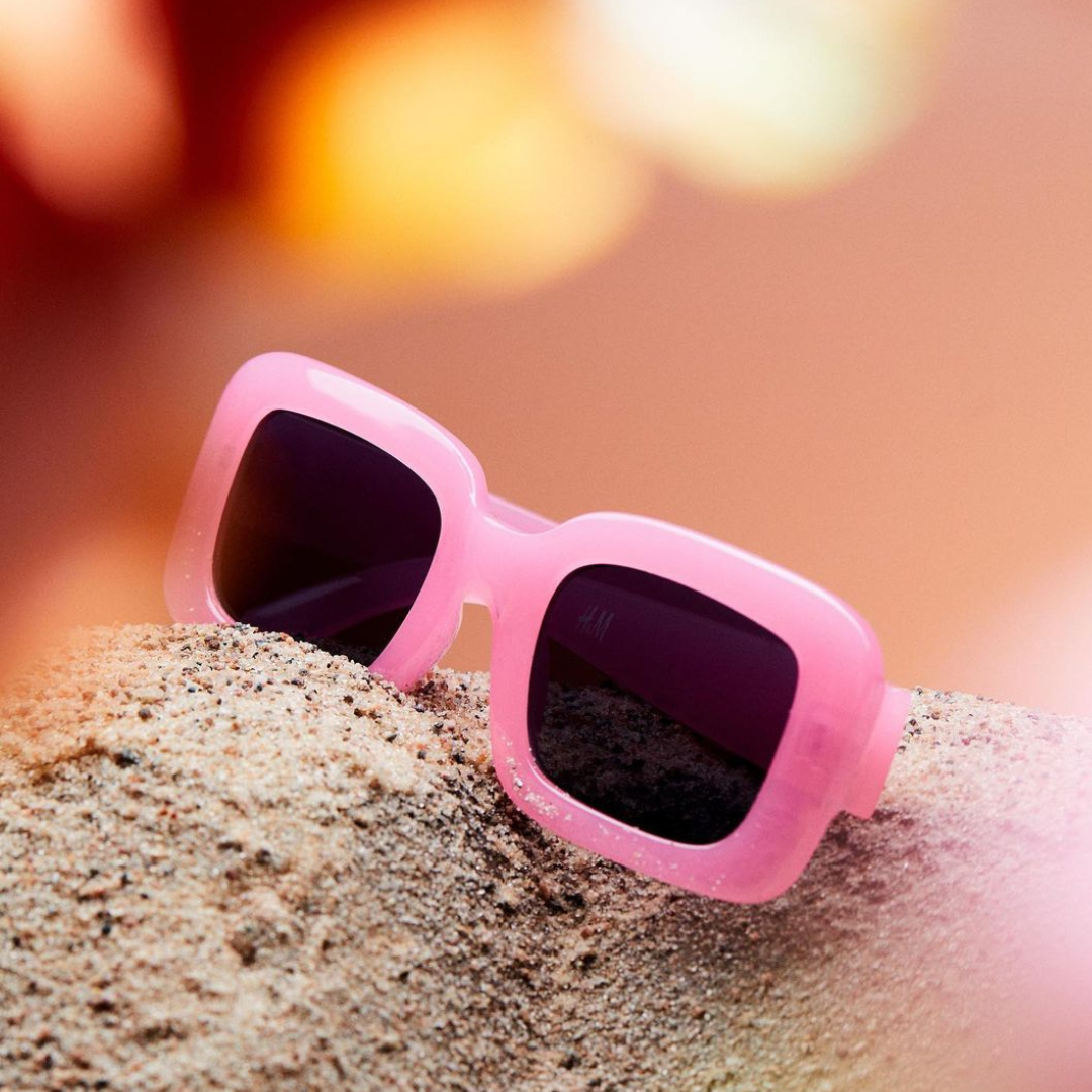 image of square shaped pink sunglasses