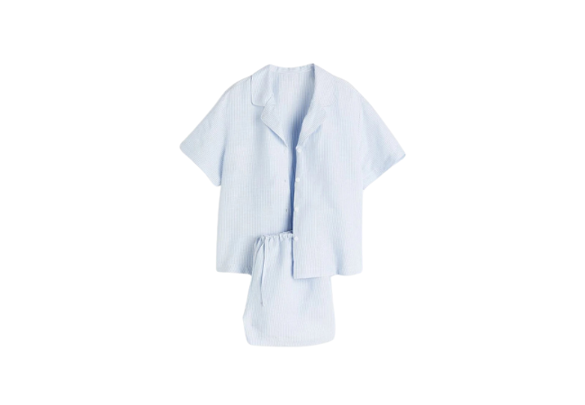 women's light blue linen blend pajama set from H&M