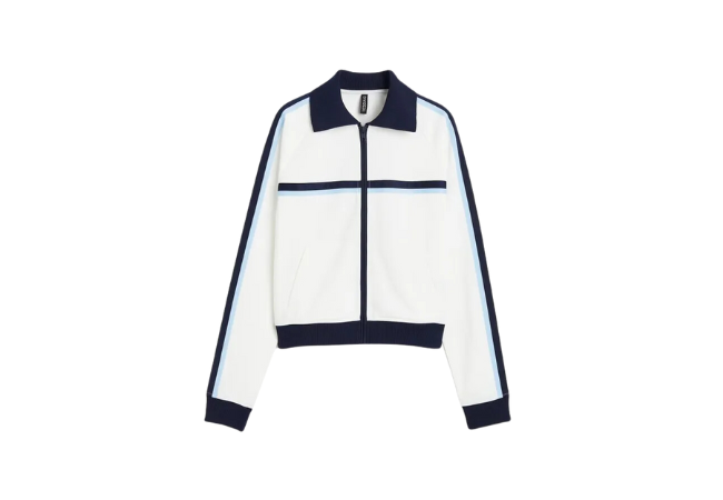 women's track jacket in white with black pattern from H&M