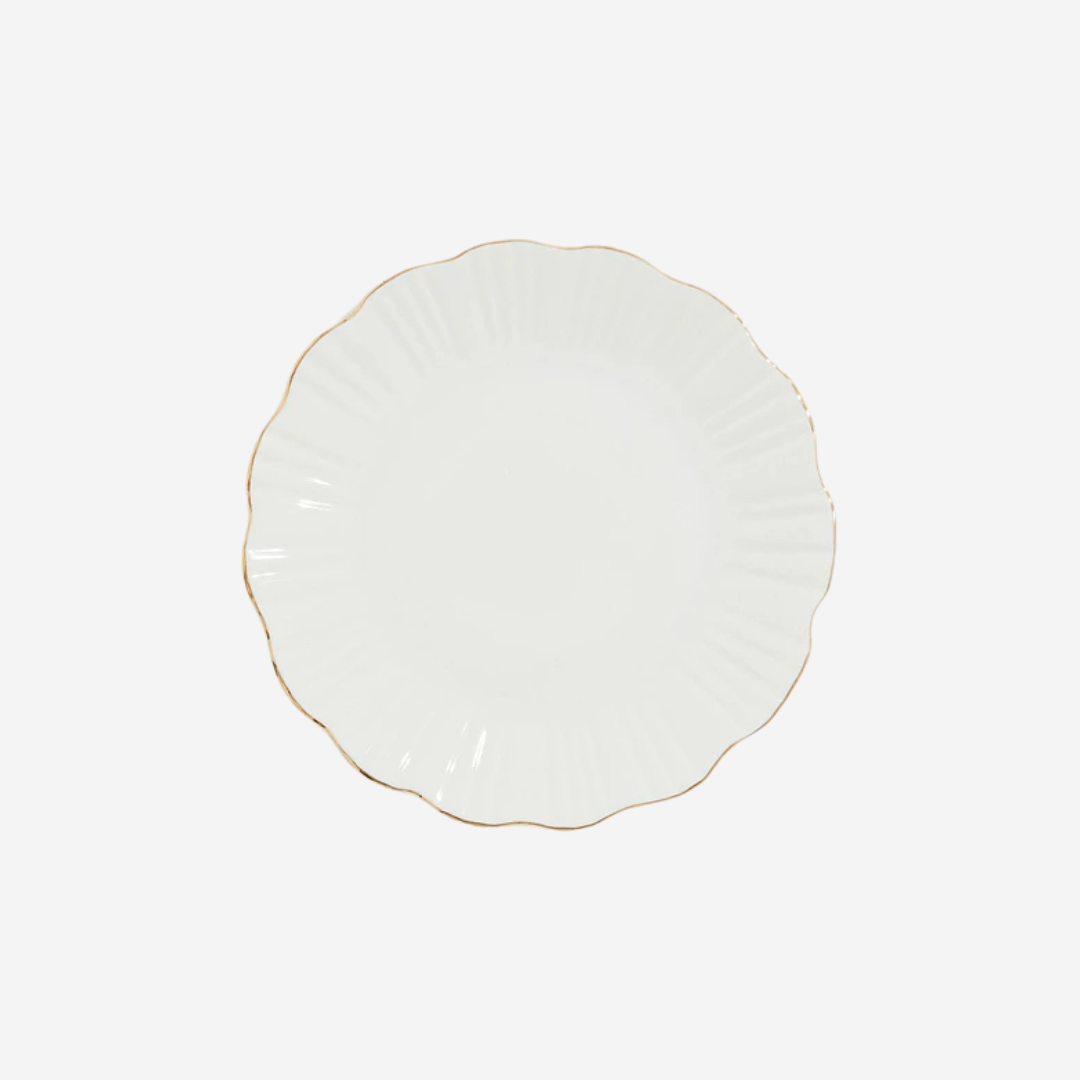 white porcelain plate with gold trim from H&M