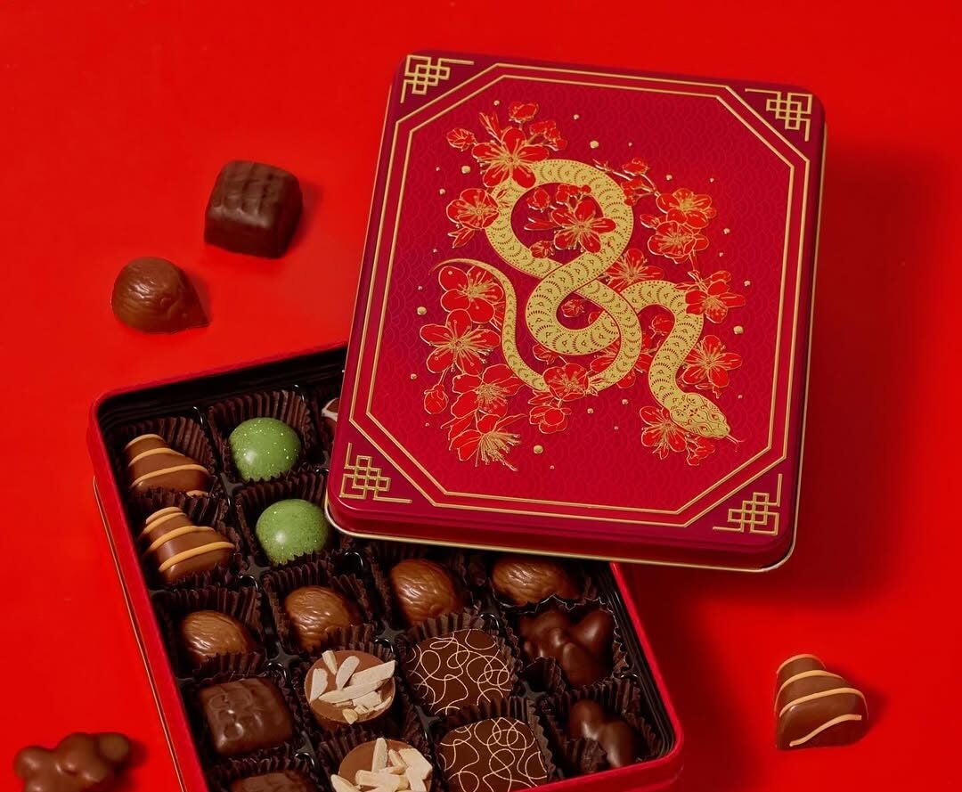 Year of the Snake Lunar New Year box of chocolates from Purdys