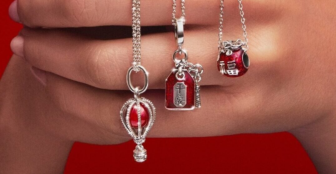 set of red pendants and charms from Lunar New Year collection from Pandora