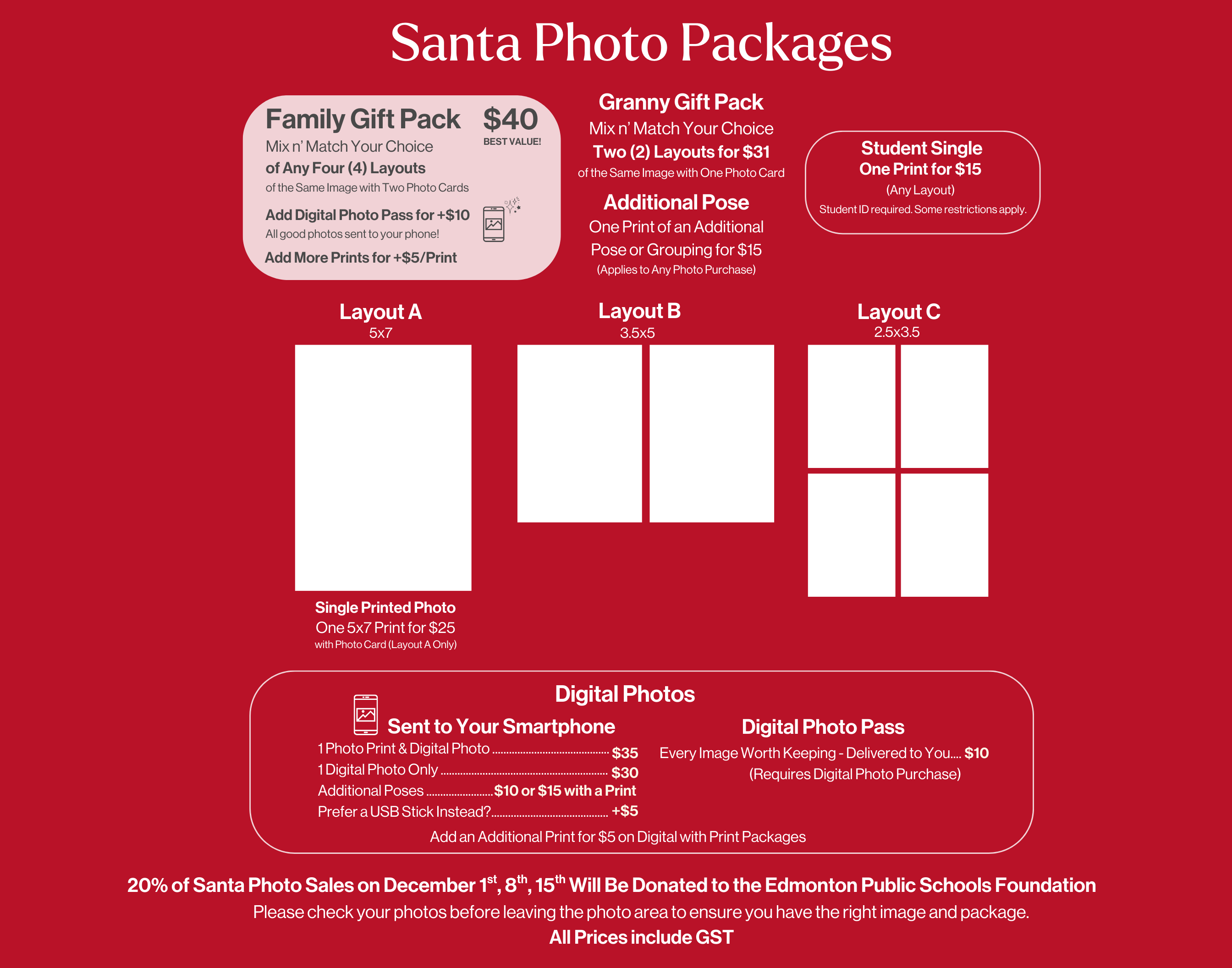 Santa photo pricing